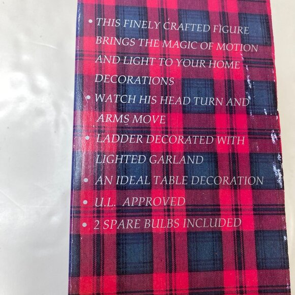 Lighted Animated Santa Figure On Ladder With Moving Arms Head Garland Decoration - Picture 12 of 13